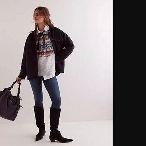 We The Free Women Black Lola Relaxed Oversized Shirt Jacket Size S NWOT 168$